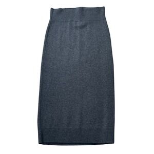 Naked Cashmere Gina Midi Skirt Gray 100% Cashmere High Waisted Knit Womens Large